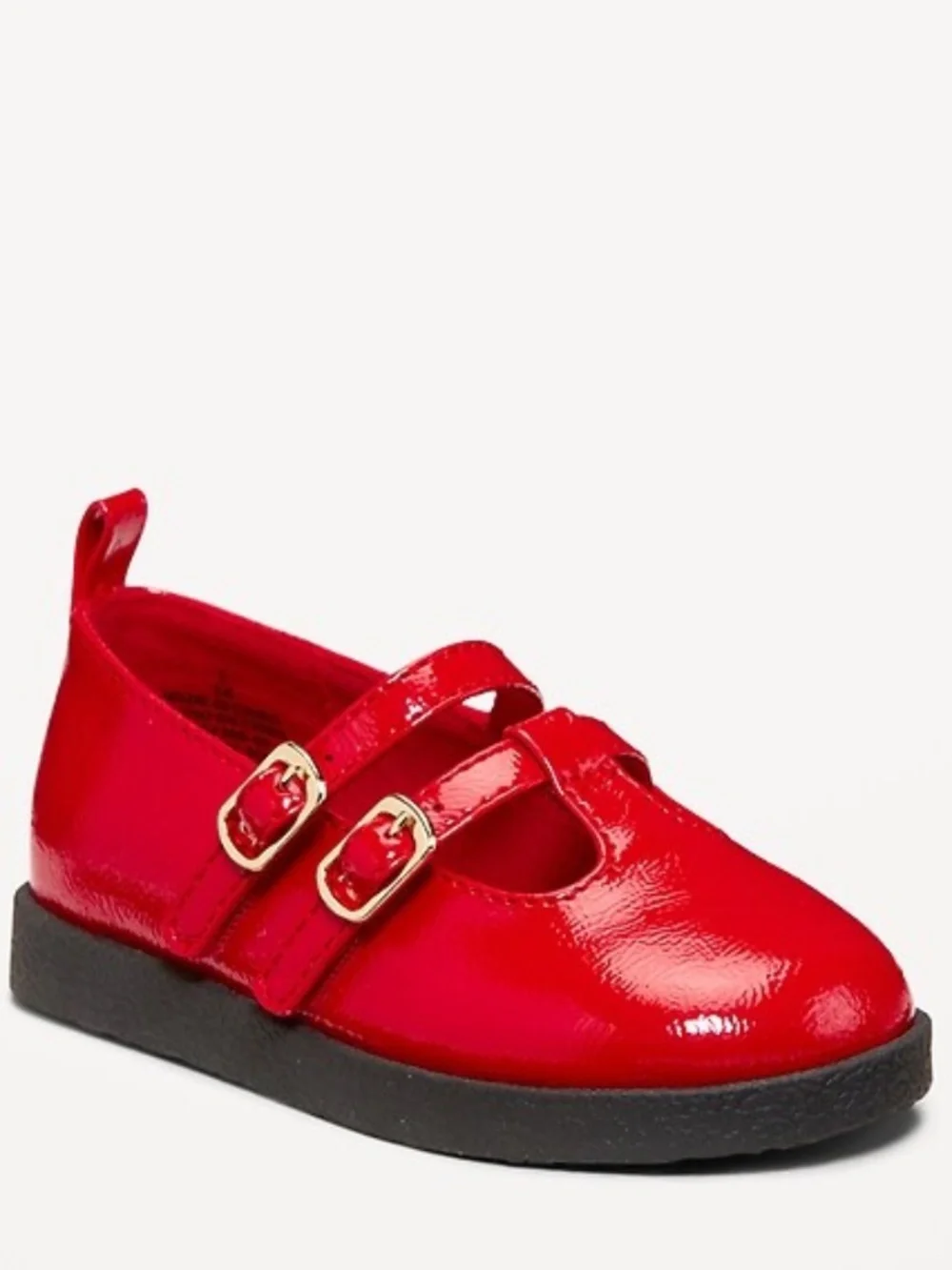 Old Navy Mary Jane Shoes Girls Sz 11 Red Patent Leather Double Buckle Holiday